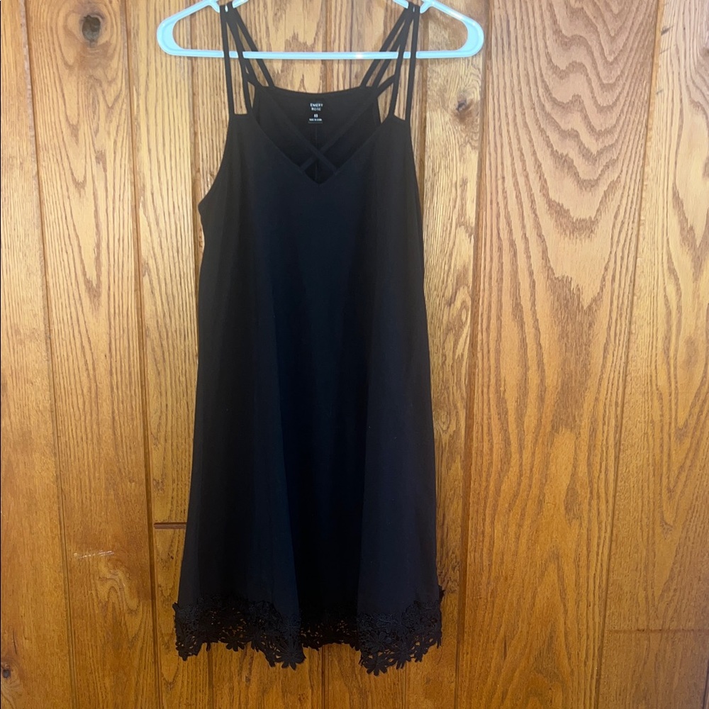 Emery Rose Elegant Black Lace Trim Mini Dress Size XS
